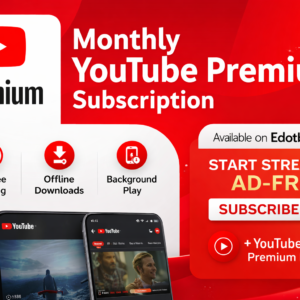 YouTube Premium (Monthly) – Download, Background Play & No Ads | Edotbiz.com
